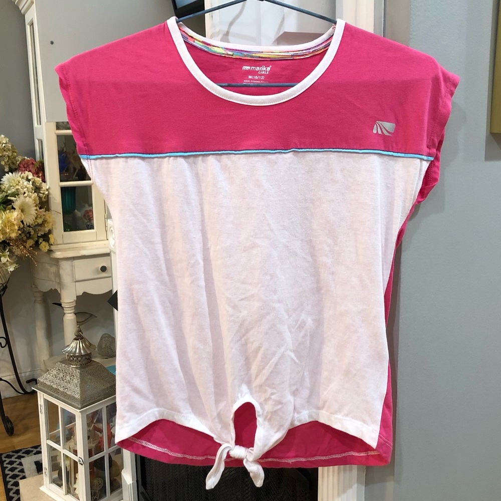 Marika Girls Short Sleeve Crop Shirt Blouse Top